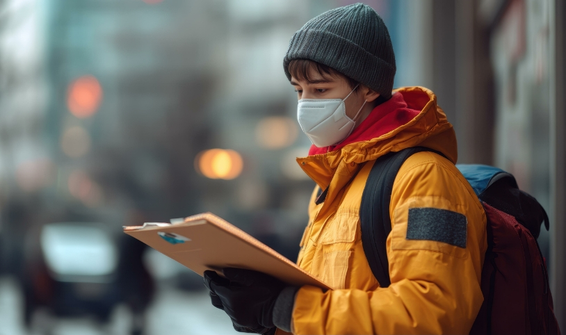 Person looking at clipboard